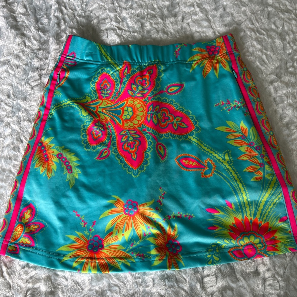 Gretchen Scott Designs Turquoise Floral Pencil Skirt